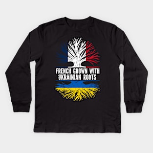 French Grown with Ukrainian Roots FR Flag Kids Long Sleeve T-Shirt